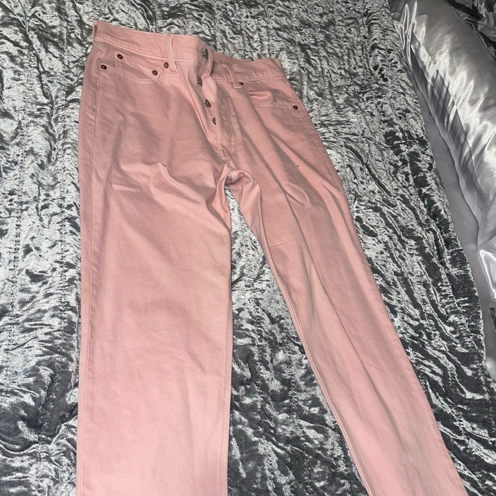 Pink denim jeans